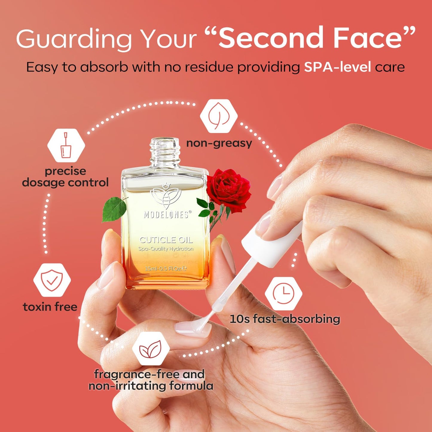 modelones Cuticle Oil for Nails Rose Nail Oil for Growth and Strength Nail Growth Oil Cuticle Care Quick Dry Nail Care Moisturize and Strengthen Damaged Nails 15ml 0.5Fl Oz-Velvo Beauty