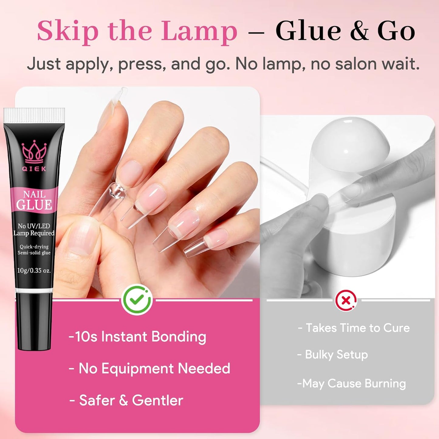 Nail Glue for Press Ons, 10g*2 Super Strong Bond Semi Solid Glue On Nails, 10s Quick Dry No Curing Needed, High Capacity Press on Semi-Solid Gel Long Lasting 28+ Days Easy to Remove for Beginners-Velvo Beauty