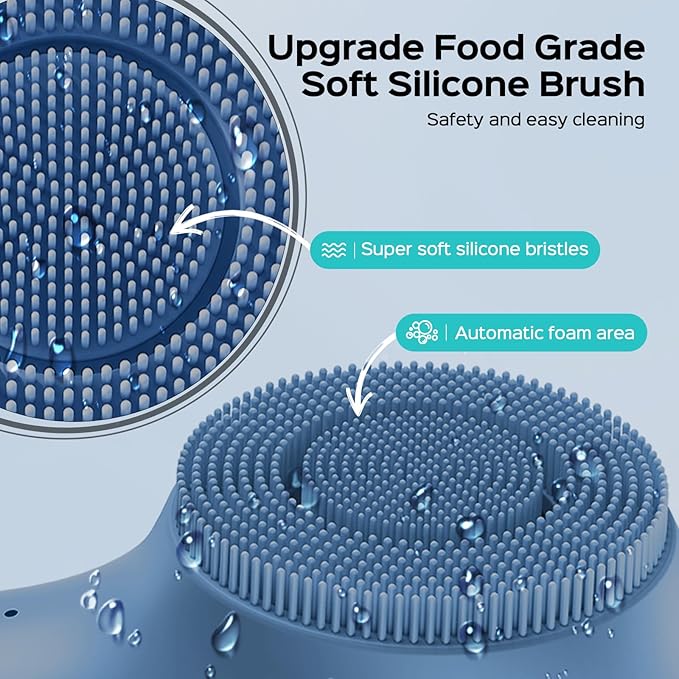 COSLUS Face Scrubber Facial Cleansing Brush: 2 in 1 Spin and Vibration Patented Tech, Silicone Electric Exfoliator Scrubber with Automatic Foaming, Waterproof Face Cleanser Brush for Men and Women-Velvo Beauty