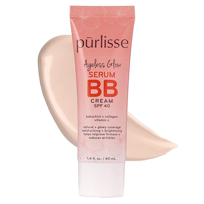 pūrlisse Ageless Glow Serum BB Cream SPF 40 - Glow BB Cream with SPF Enriched with Bakuchiol & Vitamin C to Help Improve Firmness & Reduce Wrinkles for Dewy Skin - Fair (1.4 oz)-Velvo Beauty