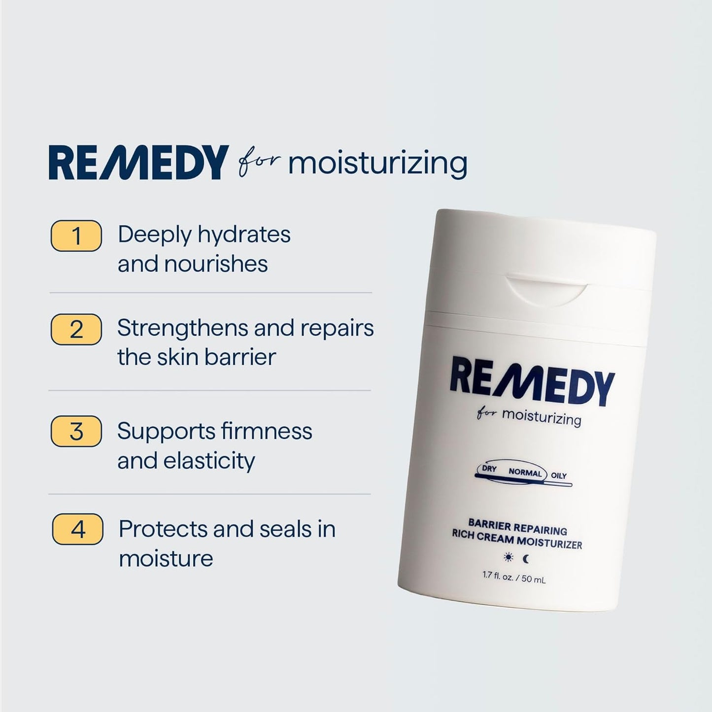 Remedy for Rich Moisture - Barrier Repairing Rich Cream Moisturizer for Normal to Dry Skin - Quadruple Ceramide Complex, Peptides, Squalane, Glycerin- By Dermatologist Dr. Shah, 1.7 fl. oz-Velvo Beauty