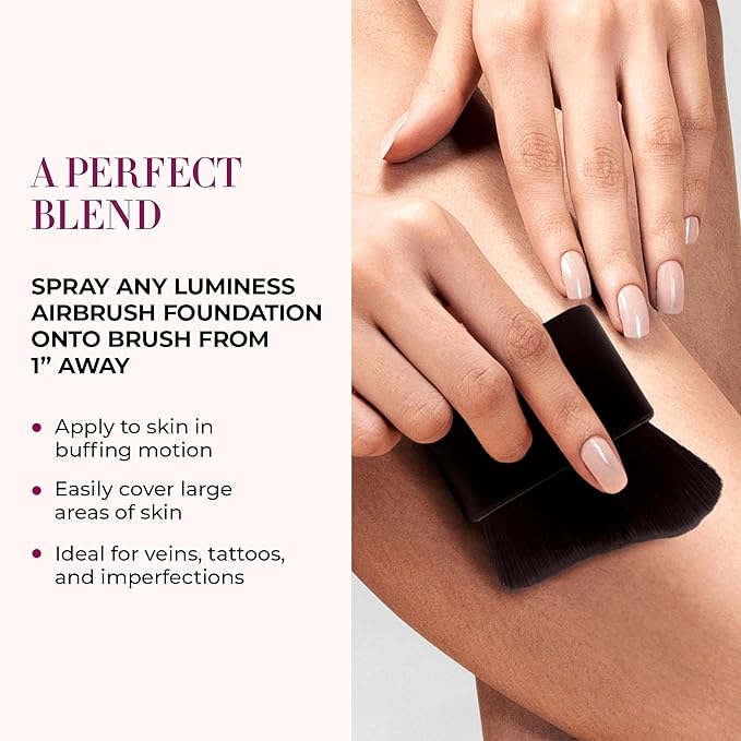 LUMINESS Professional-Grade L500 Buffing Makeup Brush - Angled Make Up Air Brush for Airbrush Spray Foundation - Face Brush for Seamless Buffing & Blending Application, Natural-Looking Finish-Velvo Beauty