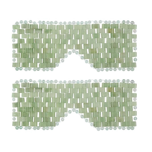 Jade Eye Mask, gemshan 2 Pcs Stone Eye Mask Hot or Cold Use, Green Jade Facial Eye Sleeping Mask-Velvo Beauty