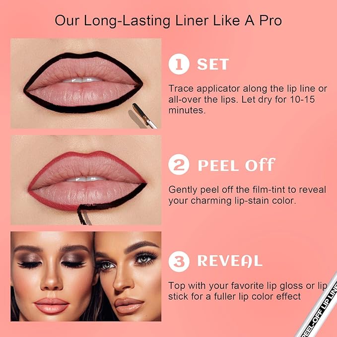 Peel Off Lip Liner Stain - Long Lasting Natural Lip Stain Transfer-proof Lip Liner, Moisturizing Waterproof Lip Gloss Stain, Highly Pigmented Color for All Skin, Ideal Gifts for Women (Coffee)-Velvo Beauty