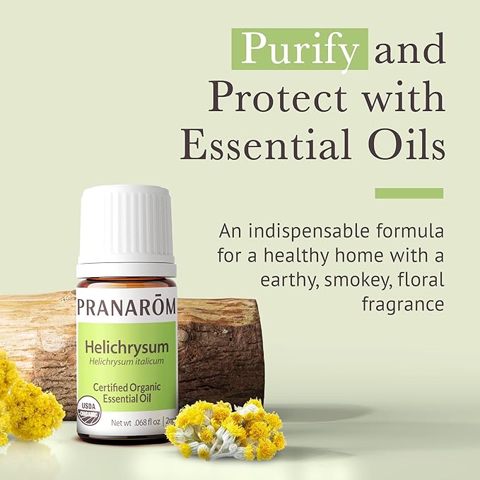 Pranarom USDA Certified Organic Helichrysum Essential Oil (2ml), 100% Pure Natural Therapeutic Grade for Skincare, Lotions, Aromatherapy, Diffusion, and Wellness-Velvo Beauty