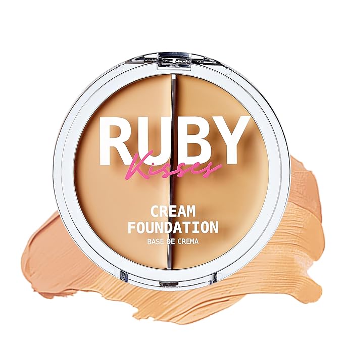 Ruby Kisses Cream Foundation 3D Face Creator 2-Color Foundation and Concealer, 12 Hour Wear Long Lasting, Medium to Full Coverage (Level 2)-Velvo Beauty