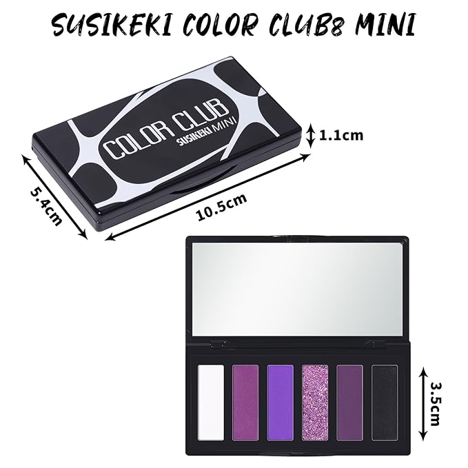 Purple Eyeshadow Palette with Mirror Lilac Violet Plum Tones Matte Shimmer Glitter 6 Colors Mini Eye Shadow Pallet Travel Size Highly Pigmented for Fairy Witch Goth Halloween Costume Makeup-Velvo Beauty
