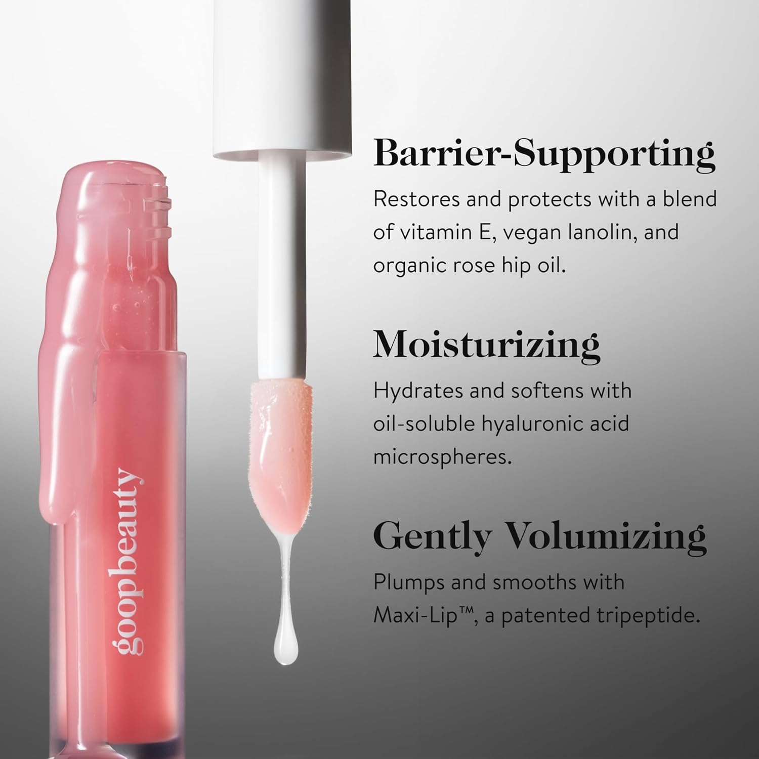 goop Beauty Hydra-Barrier Gel Gloss | Hydrating Lip Gloss to Moisturize & Plump Lips | Hyaluronic Acid & Vitamin E | Blossom - Sheer Petal Pink | 0.13 oz-Velvo Beauty
