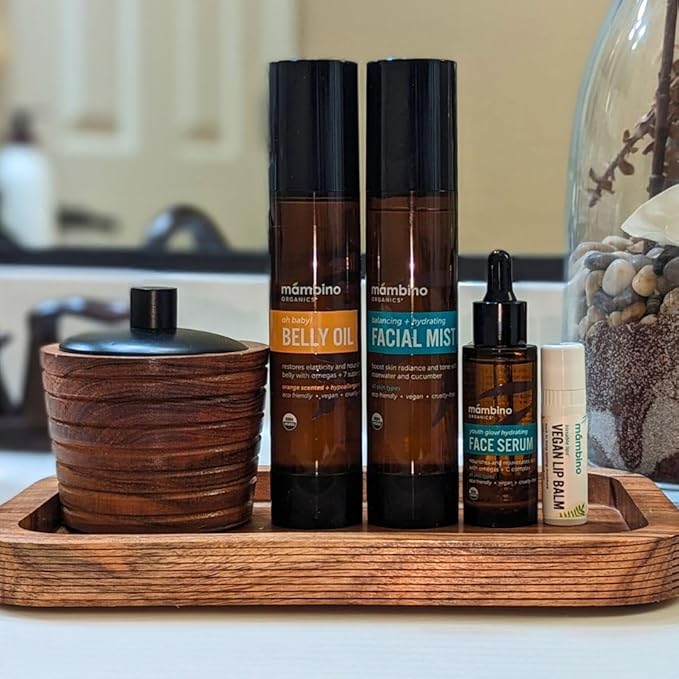 First Trimester Set – All Natural Skincare Pregnancy Gift Box – Anti-stretch mark Belly Oil, Rose Facial Mist, Youth Glow Face Serum, Lip Balm - Mambino Organics-Velvo Beauty