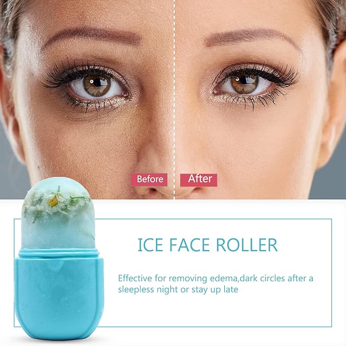 Upgraded Silicone Ice Roller for Face Massage and Skin Care - Facial Beauty Tool for Eyes, Gua Sha and Cooling-Velvo Beauty
