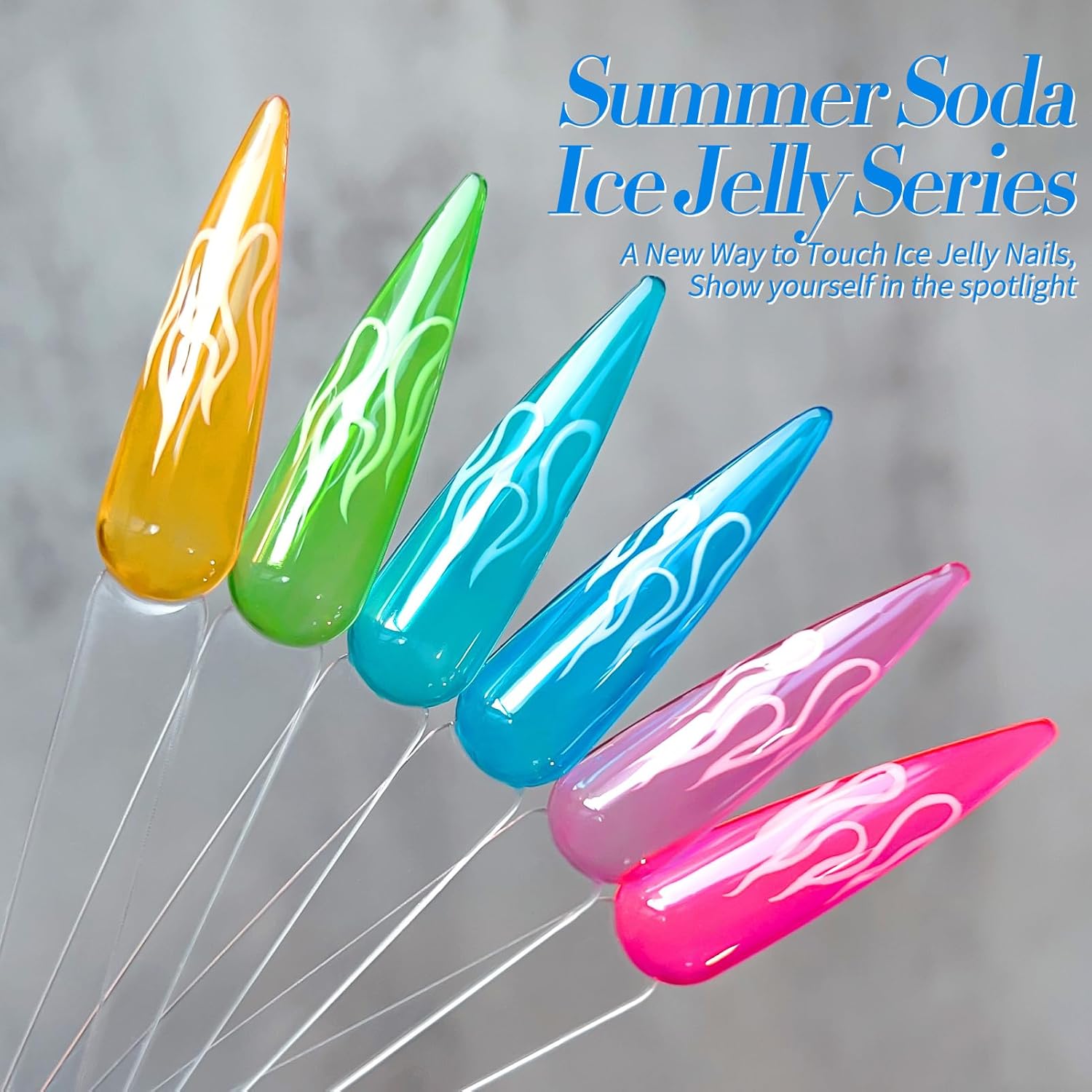 Born Pretty Jelly Gel Nail Polish Halloween Neon Gel Polish,Hot Pink Purple Blue Green Yellow 6Colors Translucent Effect,Soak Off U v LED Light Cure Nail Art Kit for Salon Manicure and DIY at Home-Velvo Beauty