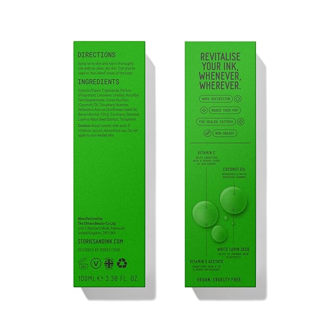 Stories & Ink Tattoo Care | HIGHLIGHTING BODY OIL for healed skin - Refreshes Faded Tattoos for Instant Tattoo Glow, 100 mL / 3.4 Fl Oz-Velvo Beauty