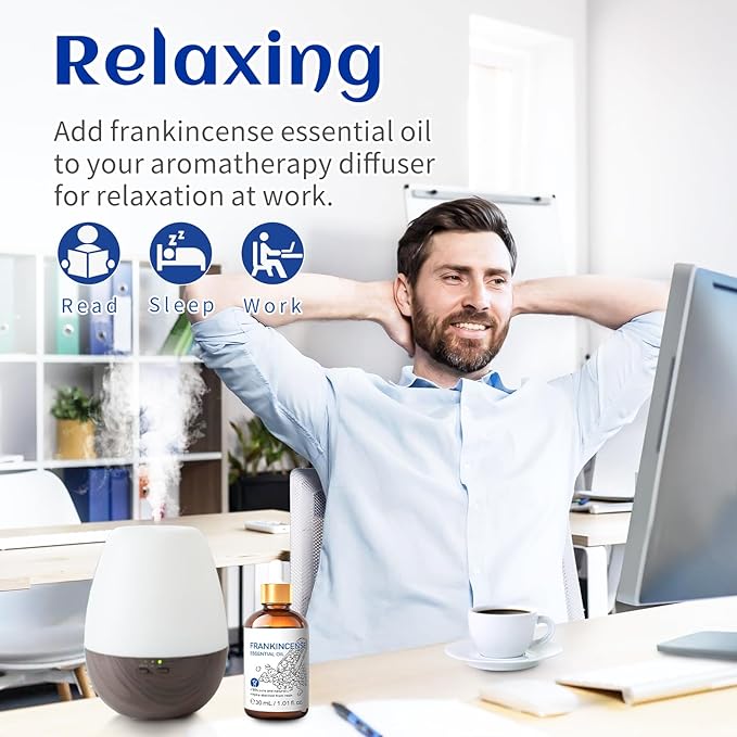 HIQILI 30ML Frankincense Essential Oil, Relaxing, Skin Care, Camp Atmosphere Creation, Can be Added to Body Lotions, Creams, Aromatherapy Use - 1 Fl Oz-Velvo Beauty