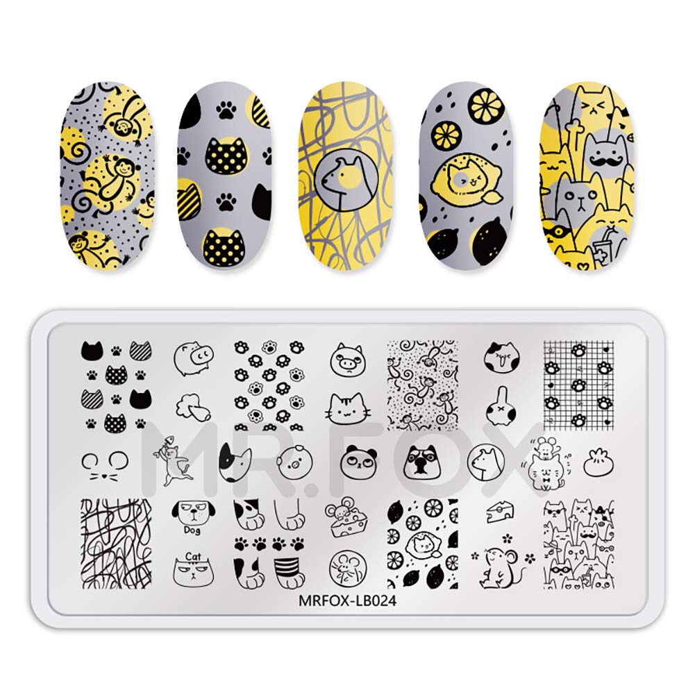 MR.FOX 5 pcs Nail Printing Board Set a Variety of cat Claws Kittens Puppies Unicorns and Other Patterns Art DIY Stamping templates-Velvo Beauty