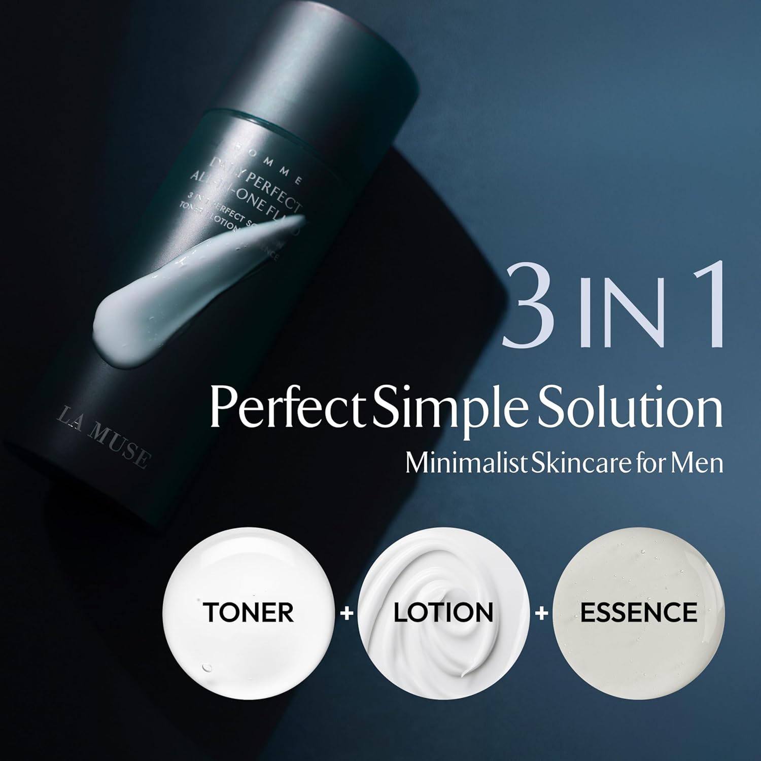 LA MUSE Homme Daily All-in-One Face Moisturizer for Men | 3-in-1 Toner, Lotion, Essence | Lightweight, Hydrating After-Shave Lotion for Oily & Sensitive Skin | Korean Skincare | Travel Size-Velvo Beauty
