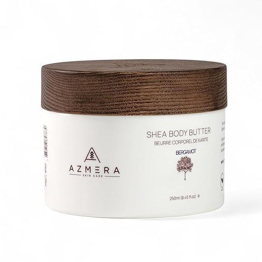 AZMERA Handcrafted Whipped Shea Body Butter – Luxurious Moisturizer for Dry, Sensitive Skin with Bergamot, Argan Oil & Vitamin E – Vegan, Non-Greasy Skincare – 8.82 oz-Velvo Beauty