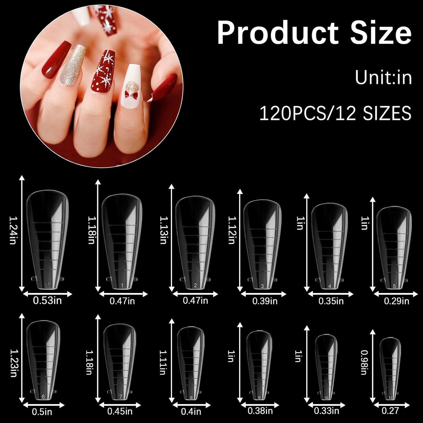 120 Pcs Poly Extension Gel Dual Nail Forms and Molds - Ballet Coffin Nail Forms Set for Gel Manicure DIY at Home-Velvo Beauty