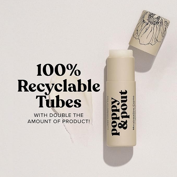 Poppy & Pout Marshmallow Creme Jumbo Lip Balm | All Natural Lip Balms & Moisturizers | Hydrates with Beeswax, Vitamin E, Organic Coconut Oil | Cruelty-Free | Lip Balm in Recyclable Cardboard Tube-Velvo Beauty