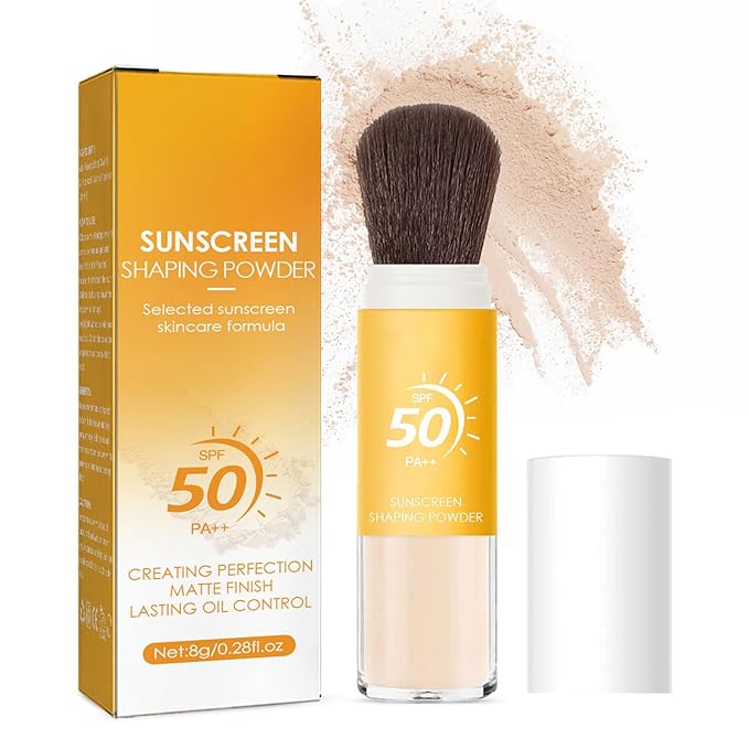 Mineral Sunscreen Setting Powder, Natural Translucent Mineral Brush Powder, SPF 50 PA++, Matte Makeup Setting Powder Long Lasting Oil Control Lightweight Breathable Face Powder for All Skin-Velvo Beauty