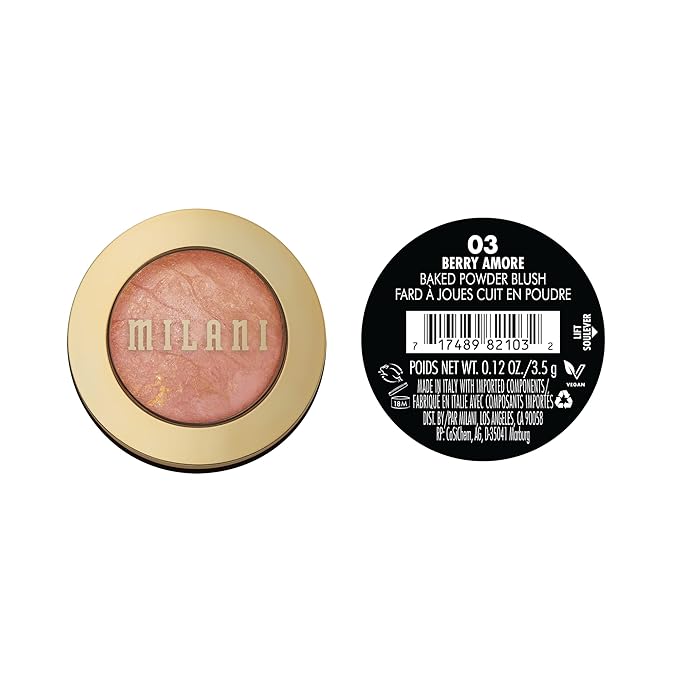 Milani Baked Blush, Powder Blush for Cheeks, Cruelty Free Makeup - Shape, Contour & Highlight Face for a Shimmery or Matte Finish - Berry Amore-Velvo Beauty