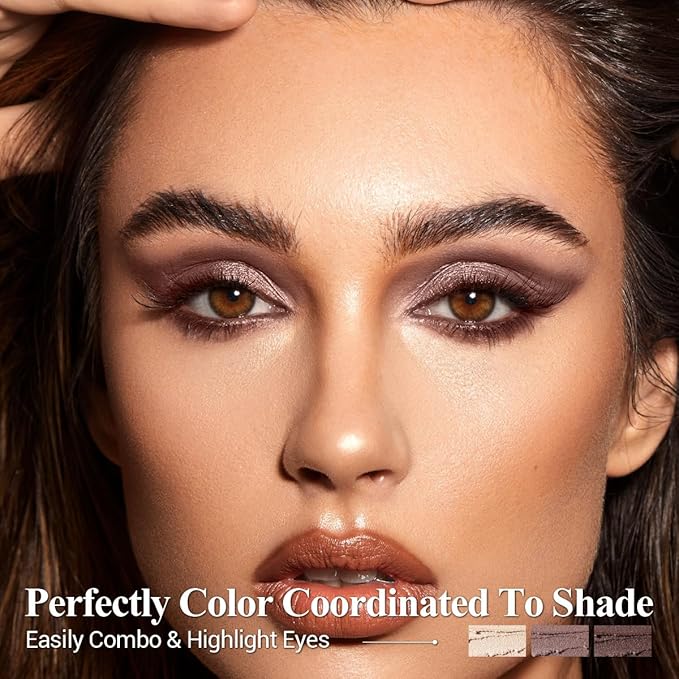 Brown Eyeshadow Stick Makeup 6PCS Set, Neutral Eyeshadow Palette Metallic Shimmer Matte Cream Eye Shadow Eyeliner Brightener Pencil Crayon - TAUPE MAUVE-Velvo Beauty