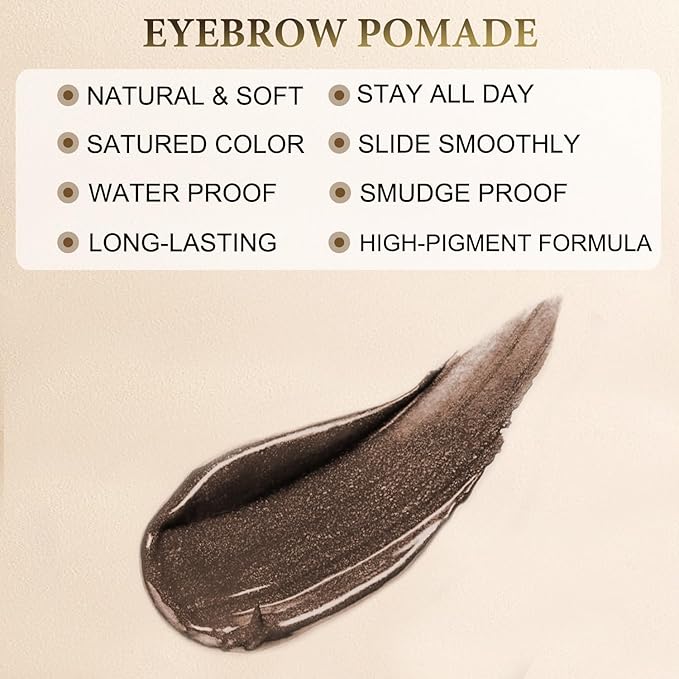 Eyebrow Pomade - Waterproof Brow Pomade for Long-lasting Results,Smudge Proof and Sweat Resistant Formula,Natural Eyebrow Makeup for All Skin Types and Tones - Dark Brunette-Velvo Beauty