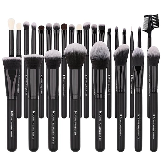 DUcare 27Pcs Makeup Brush Set Black Professional Premium Cosmetic Brushes for Foundation, Concealer, Eyeshadow, Blending, Powder, Contouring-Velvo Beauty