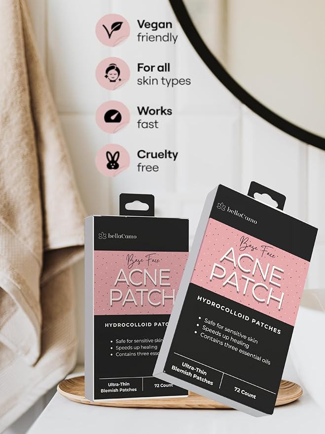 Acne Patch Ultra Thin Invisible Spot Cover- Fast Acting Hydrocolloid Pimple Patch with Salicylic Acid, Centella Asiatica & Tea Tree Oil- 72 Ct. Effective Treatment Absorbs Zits and Blemishes-Velvo Beauty