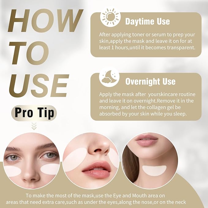 ISTON 6 Pack Bio-Collagen Real Deep Anti Wrinkle Lifting Mask,Overnight Hydrating Face Mask for All Skin Types -Pore Minimizing,Elasticity Enhancing,Firming,Moisturizing-Velvo Beauty