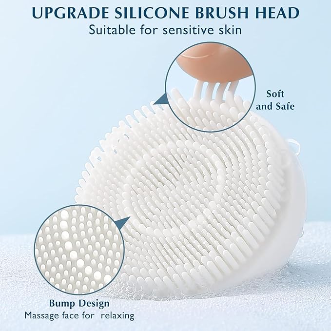 COSLUS Facial Cleansing Brush Silicone Face Scrubber: 7 in 1 FBS-D Electric Exfoliating Rotating Massage Device Waterproof Deep Cleaning Exfoliation Spa Machine - Electronic Skin Care Wash System-Velvo Beauty