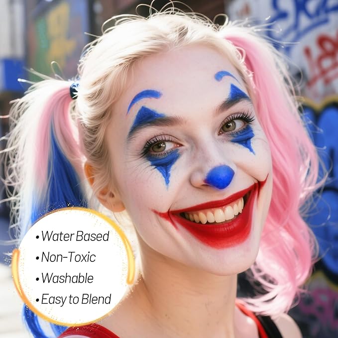 Blue Water Based Face Body Paint, 2.37 OZ Large Tube Full Coverage Face Paint for Avatar Smurfs Mermaid Cosplay Makeup, Washable Royal Blue Body Painting Cream for Adult Halloween SFX Makeup-Velvo Beauty