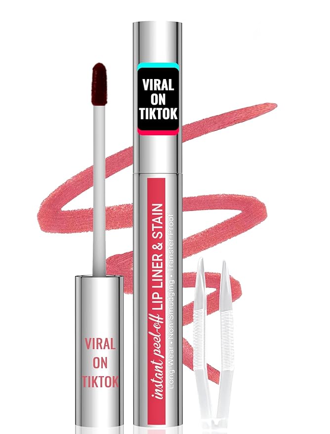 iMethod Lip Stain - Lip Liner Stain, Peel Off Lip Stain with Tweezer, Natural Long Lasting Lip Stain Peel Off, Waterproof, Easy to Use, Stay On All Day, Nude Pink-Velvo Beauty