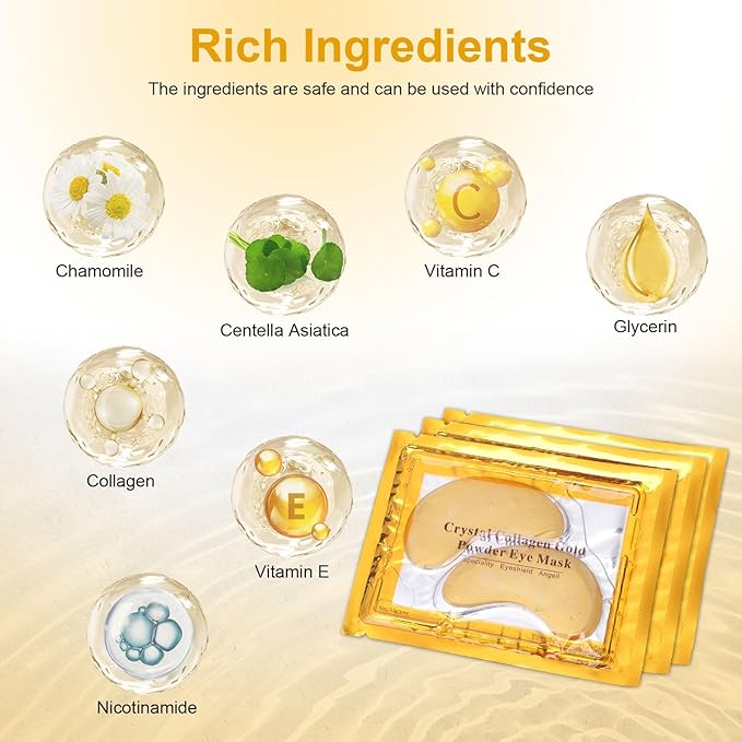 Under Eye Patches, 20pcs Eye Masks for Dark Circles and Puffiness Wrinkles with Collagen Hydrating 24k Gold Eye Patches for Eye Bags Around The Eyes Skincare Treatment-Velvo Beauty