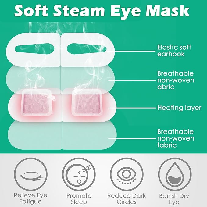 50 Packs Steam Eye Mask for Dry Eyes Spa Warm Sleep Eye Mask Self Heating Disposable Eye Masks for Home Office Travel Eyestrain Relieve (Unscented)-Velvo Beauty