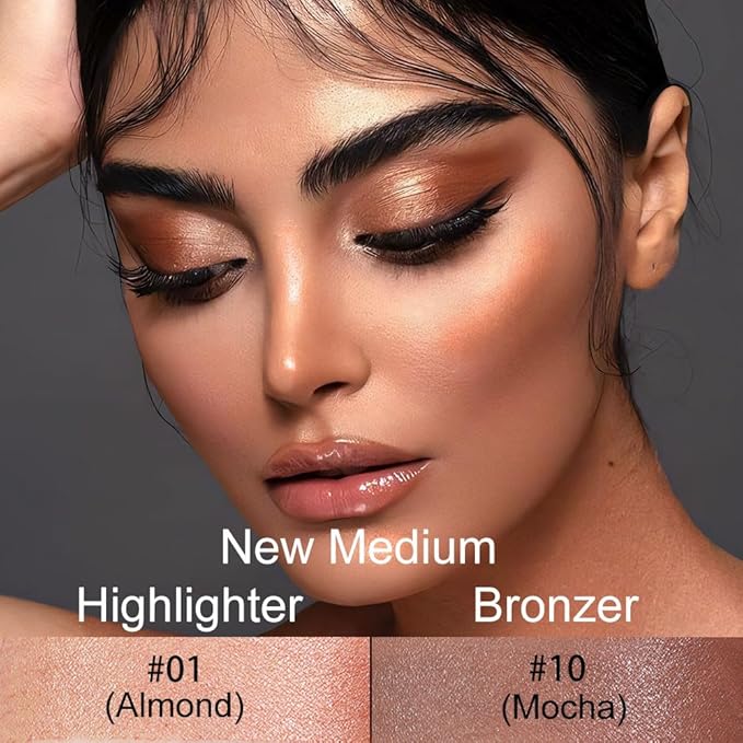 evpct 2Pcs Face Cream Contour Bronzer Sticks Makeup Highlighter Highlight Almond Mocha Creme Cheek Contour Sticks contorno en crema Bronzing Foundation Face Contour Stick Kit,1+10 New Medium-Velvo Beauty