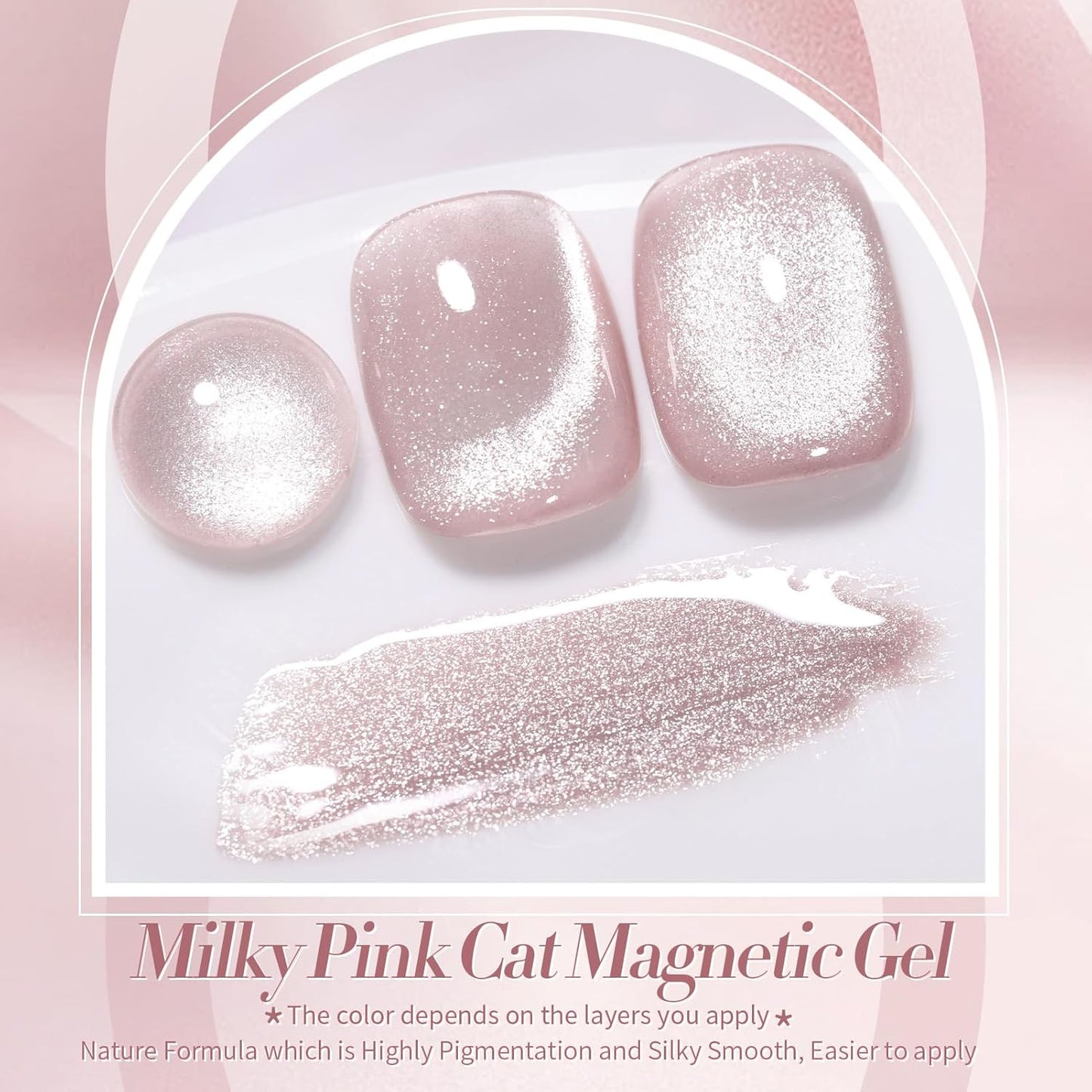 Born Pretty Cat Magnetic Eye Gel Nail Polish, Translucent Milky Pink Cat Magnetic Gel, Jelly Glitter Off Nail Art Salon Manicure Home Gift 15ml-Velvo Beauty