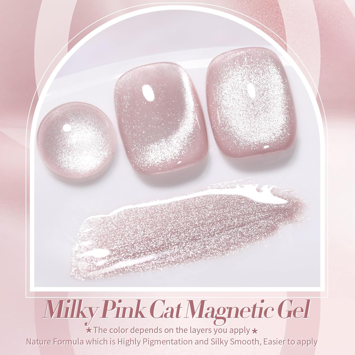 Born Pretty Cat Magnetic Eye Gel Nail Polish, Translucent Milky Pink Cat Magnetic Gel, Jelly Glitter Off Nail Art Salon Manicure Home Gift 15ml-Velvo Beauty