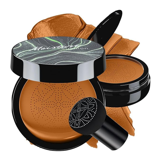 Mushroom Head Air Cushion CC Cream - BB Cream Face Makeup Foundation for Mature Skin Moisturizing Concealer Brighten Long-Lasting, Even Skin Tone for All Skin Types (Deep)-Velvo Beauty