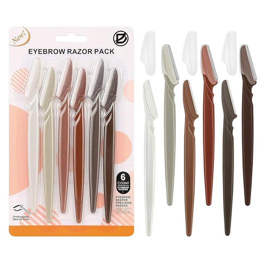 D Dermaplane Razor for Women Face - 6PCS Face Razors for Women - Eyebrow Razor with Precision Cover - Face Shaver for Men - Facial Hair Removal for Men - Neutral-Velvo Beauty