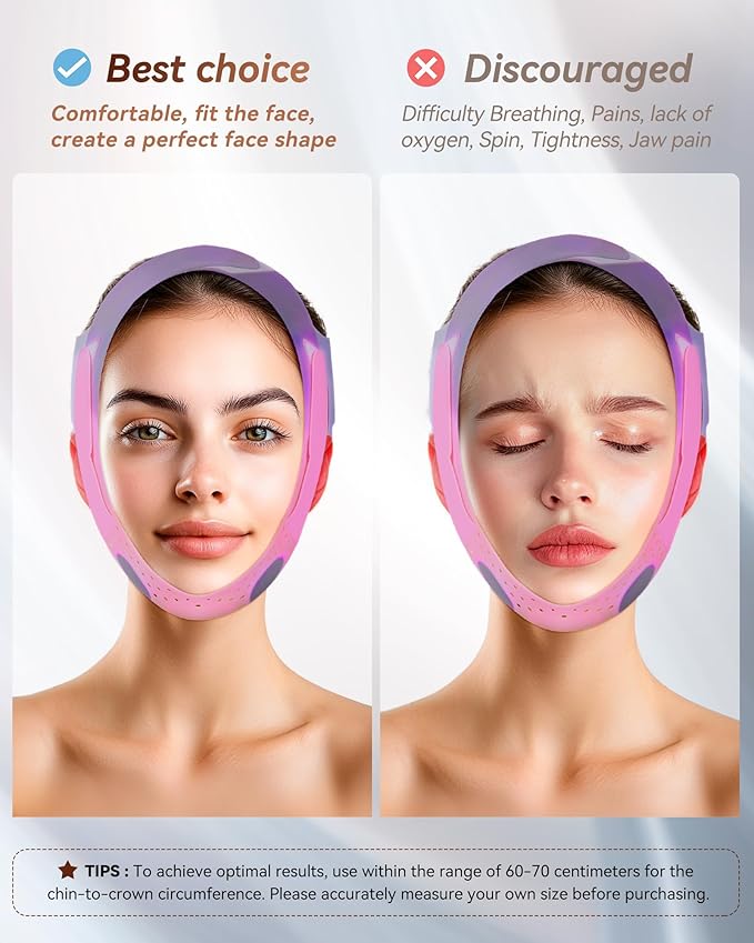 V-Line Sculpting Face Mask – Silicone Chin Strap for Jawline Tightening & Double Chin Reduction (23-27 Inches) (rose pink)-Velvo Beauty