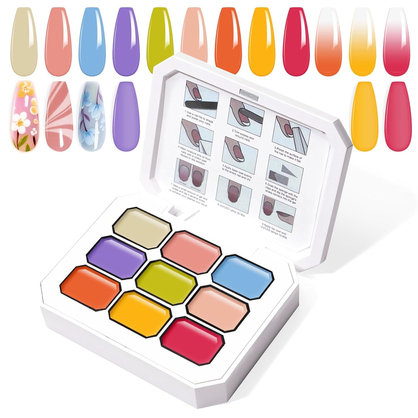 Gradient Painting Gel, 9 Bright Colors Ombre Gel Nail Polish Orange Yellow Blue for Pigment Pat Aura Nails French Manicure Soak Off UV Long-lasting Home Salon DIY Nail Art Joy Tints-Velvo Beauty