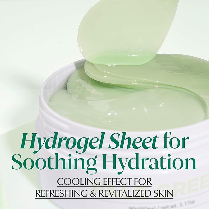 Pale Green Pastel Eye Mask - Cooling Eye Patches for Puffy Eyes | Skin-Firming Under Eye Patches for Sagging Skin | Soothing Under Eye Mask Patches (3.04 fl oz, 30 Sets, 60 EA)-Velvo Beauty