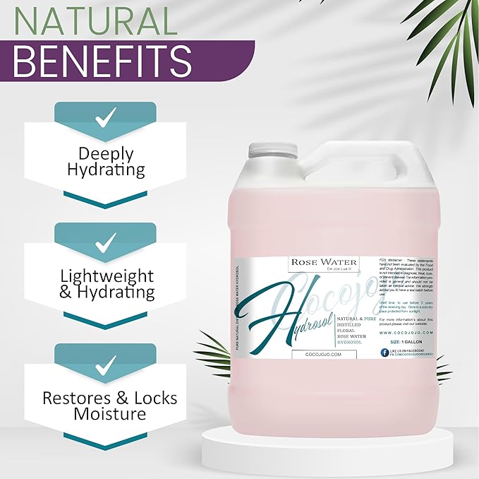 Dr Joe Lab White Rose Water Hydrosol - Natural Distilled Bulgarian Non-GMO Vegan Hydrating Toning Spray Mist Face Hair Skin Pores Locs Dreads - Packaging May Vary (1 Gallon)-Velvo Beauty