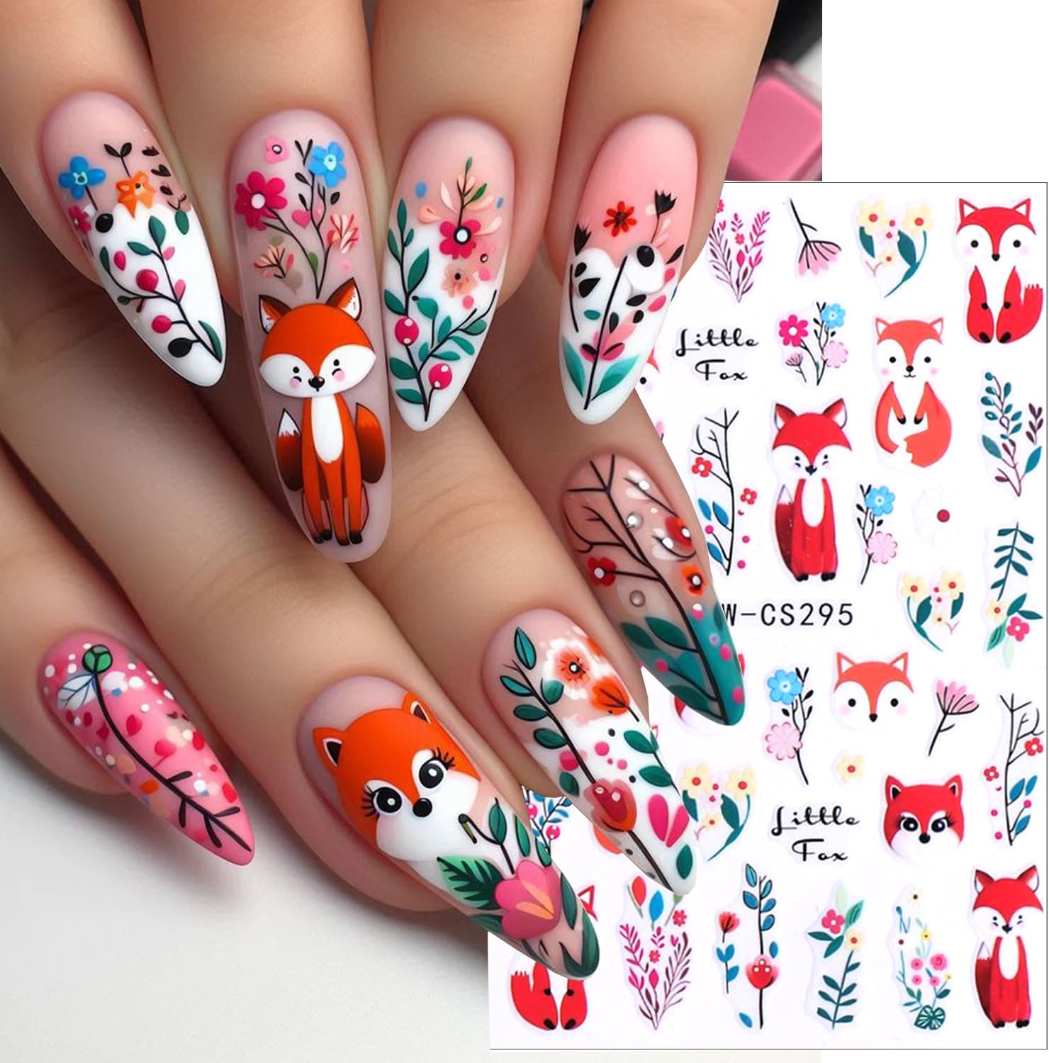 4pcs Fall Nail Stickers for Nail Art, 3D Autumn Fox Leaves Flowers Nail Decals Thanksgiving Leaf Pattern 3D Self-Adhesive Nails Sliders Fall Sticker for Nails Decoration DIY Manicure Accessories-Velvo Beauty