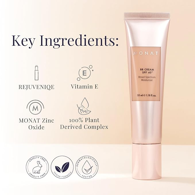 Monat BB Cream SPF 40 - Vanilla Broad-Spectrum Moisturizer, Lightweight Tinted Coverage, Fragrance-Free, 35ml/1.18 fl. oz.-Velvo Beauty