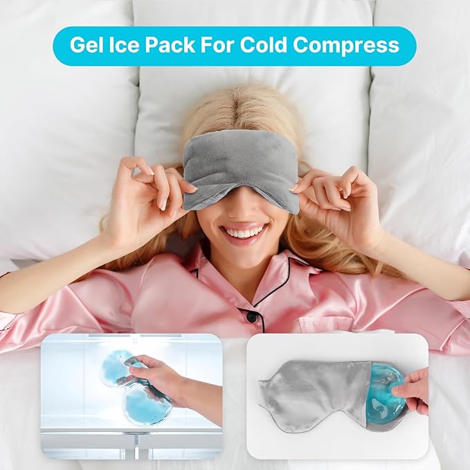 Atsuwell Cooling Eye Mask, Reusable Cold Sleep Eye Compress and Moist Heat for Eye Relaxing, Multipurpose Eye Bag for Dry Eyes with Microwavable Flaxseed Pad, Cold Gel Pad and Silky Cotton Insert-Velvo Beauty