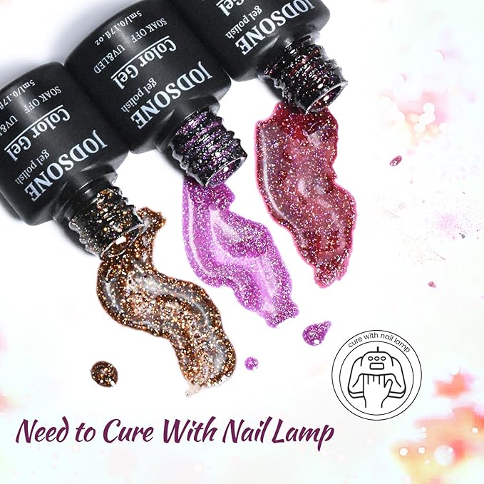 JODSONE 23 Bottles of Glitter Colorful and Elegant Gel Polish kit with 3 Bottles of Matte and Glossy Top Coat Base Coat Gel Nail Set-Velvo Beauty