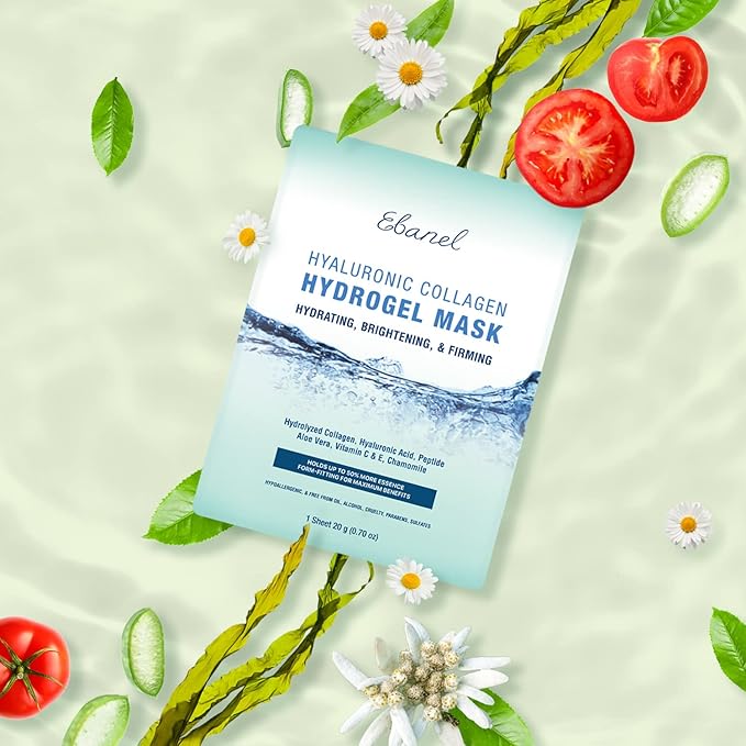 Ebanel 5 Pack Hydrogel Collagen Face Mask with Hyaluronic Acid, Vitamin C, Peptide, Aloe, Instant Brightening Hydrating Face Masks Skincare Korean Sheet Mask, Skin Firming, Lifting Anti Aging Masks-Velvo Beauty
