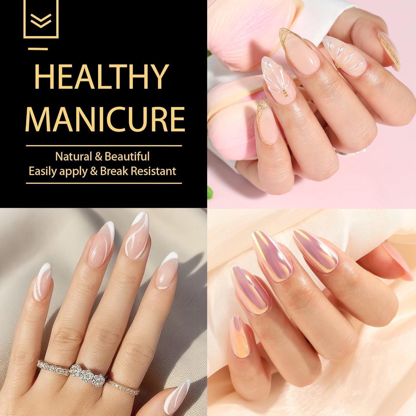 UNA GELLA Almond Gel Nail Tips 600 Pcs Pre-filed Almond Nails Full Cover Press On Nails 12 Sizes Half Matte Clear Fake Soft Gel Nail Tips for Extension Home DIY Salon with Box-Velvo Beauty