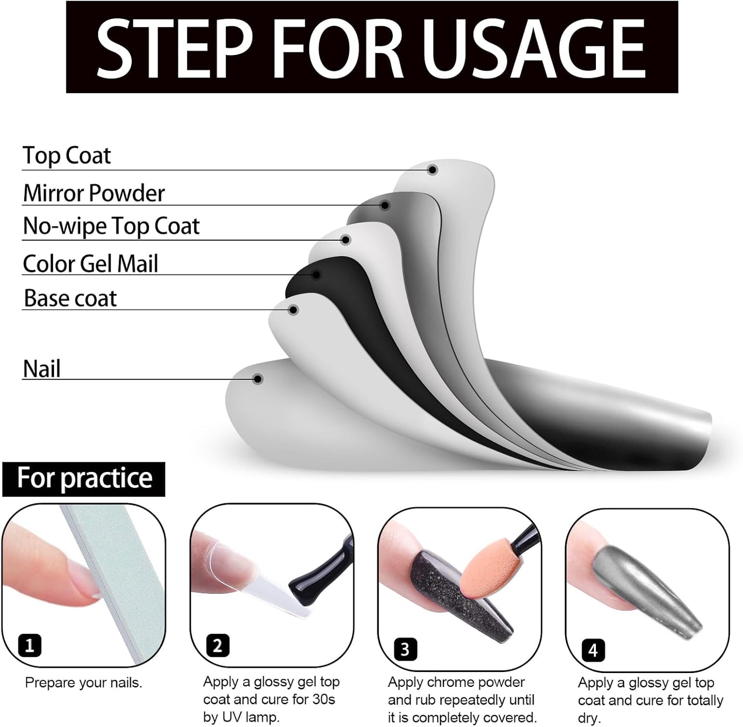 Artdone Chrome Nail Powder, Silver Iridescent Aurora Powder Metallic Mirror Effect Pigment Pearlescent Mermaid Pigment Pearl Glitter Dust Kit, Nail Art Decoration, Resin Craft-Velvo Beauty